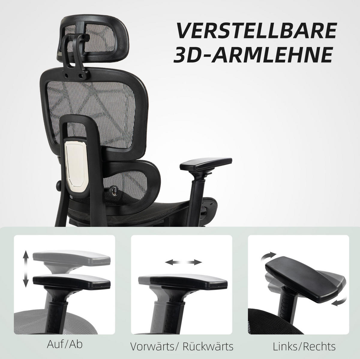 BÜROSTUHL ergonomisch mit Liegefunktion Schwarz - Schwarz, Kunststoff (64/122/66cm) - Meubliv
