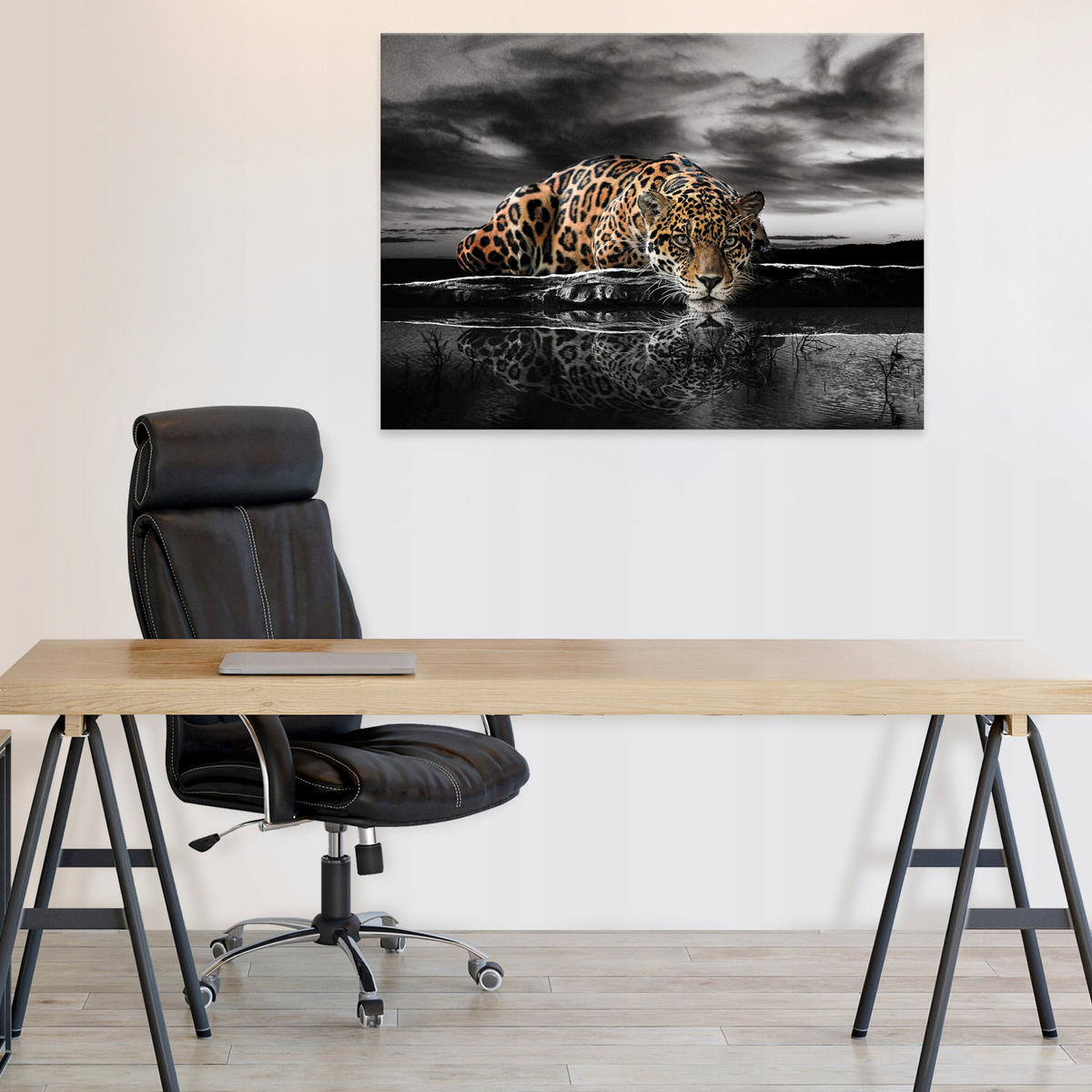 LEINWAND BILDER Tiger Tiere 120x80 - Multicolor, Holzwerkstoff (120/80cm) - Wallarena