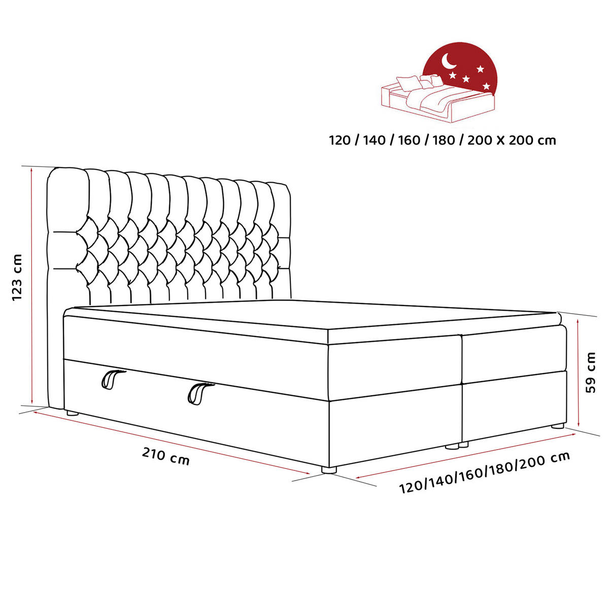 BOXBETT 160x200 cm mit Topper - Weiß, Holzwerkstoff/Textil (160/200cm) - Idohome