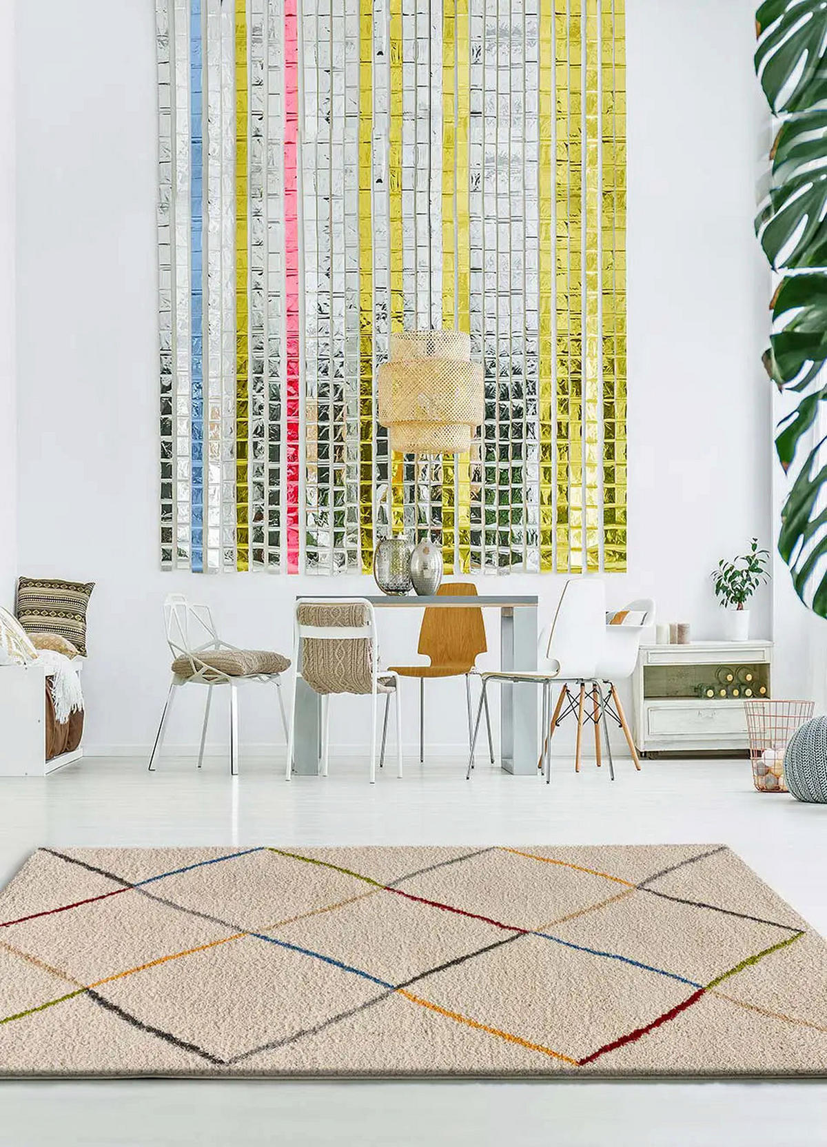 HOCHFLORTEPPICH Weiß Kasbah 190/280 cm - Multicolor/Weiß, Naturmaterialien/Textil (190/280cm) - Atticgo