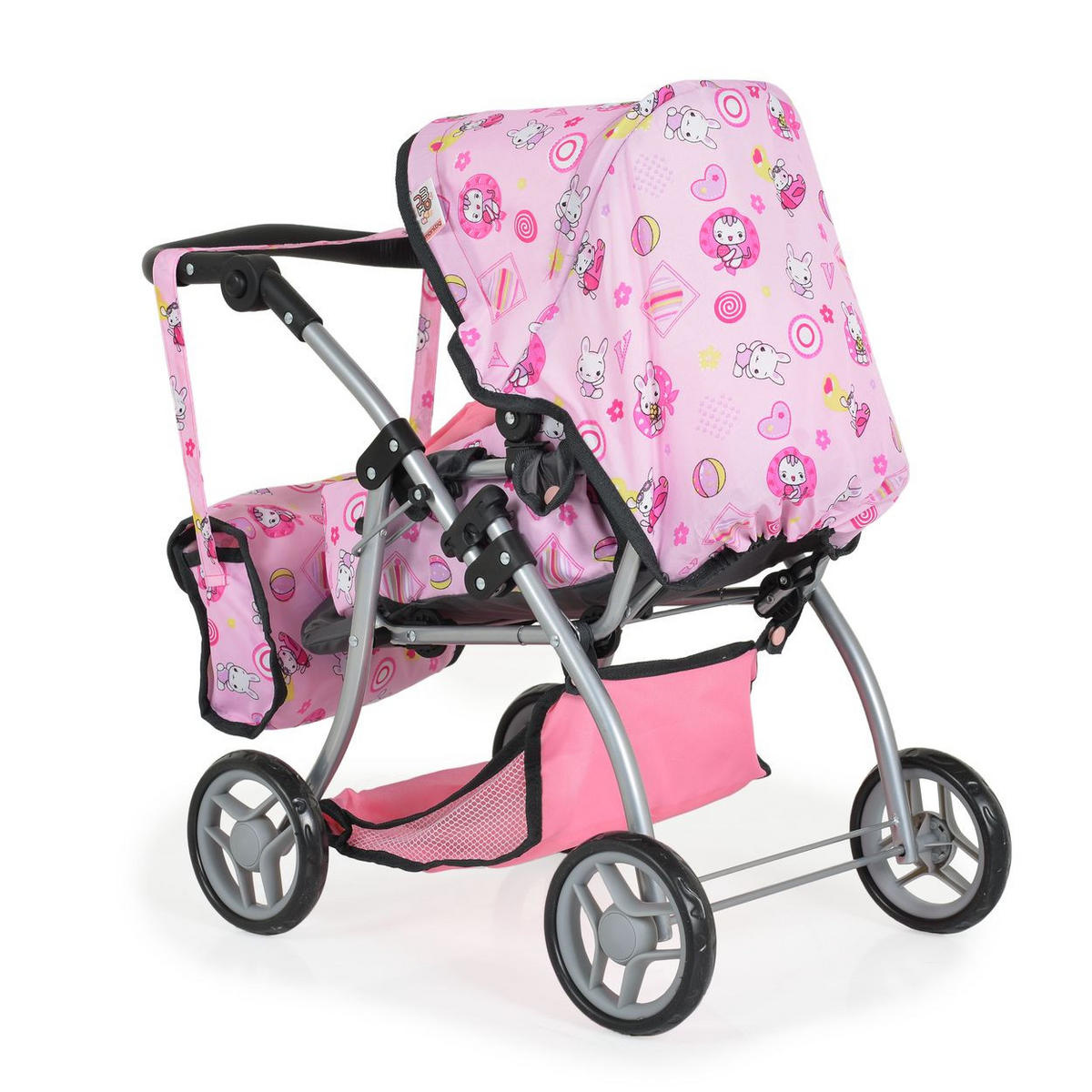 PUPPENWAGEN Kombi 9672 Softtragetasche, Umhängetasche, zusammenklappbar, ab 3 Jahren - Grau, Metall (33/59/55cm) - Moni