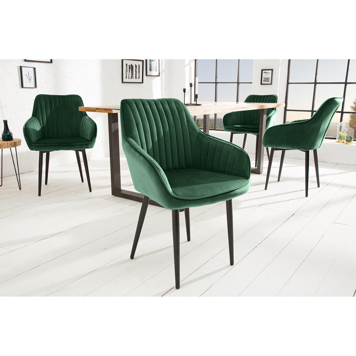 STUHL TURIN Samt Smaragdgrün - Grün, Textil (60/84/61cm) - riess-ambiente
