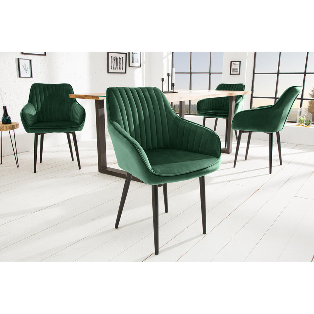 STUHL TURIN Samt Smaragdgrün - Grün, Textil (60/84/61cm) - riess-ambiente