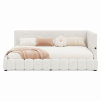 TAGESBETT mit Stauraum und LED 90x200 cm Vliesimitat Weiß - Weiß, Metall (90/200cm) - Meubliv