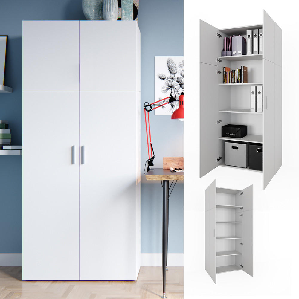 AKTENSCHRANK Frank Weiß 80 x 182.4 cm - Weiß, Holzwerkstoff (80/182.4/37cm) - Vicco