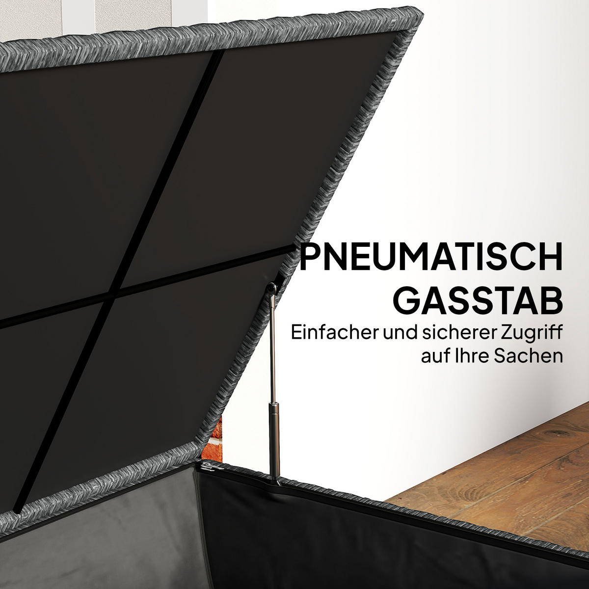 GARTENBOX PE-Rattan Stahl Dunkelgrau - Dunkelgrau, Kunststoff (75/74/150cm) - Outsunny