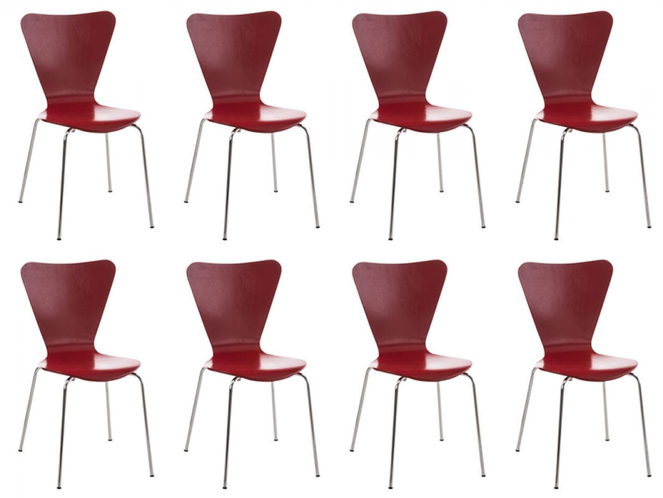 BESUCHERSTUHL 8er Set Holz rot - Rot, Holz/Metall (45/85/49cm) - CLP