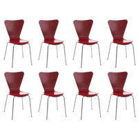 BESUCHERSTUHL 8er Set Holz rot - Rot, Holz/Metall (45/85/49cm) - CLP