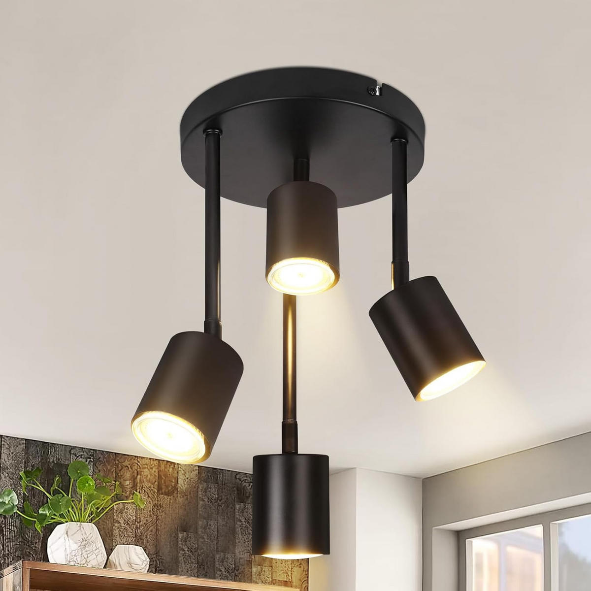 DECKENLEUCHTE Fioralyn 20/20/34 cm - Schwarz, Metall (20/20/34cm) - ZMH