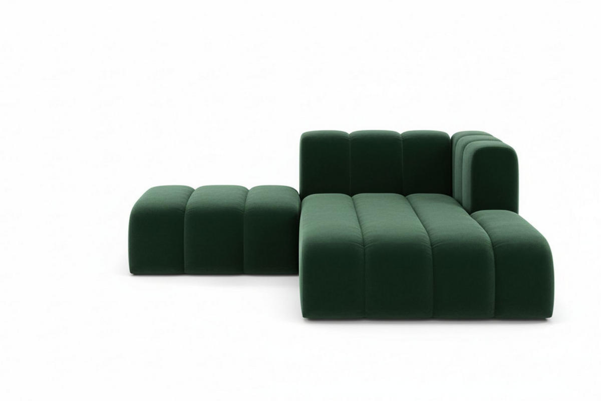 CHAISELONGUE Mit Hocker Grand, Veloursstoff Salvador, Grün, Rechts - Grün, Holz (204/179cm) - Kaiser Möbel