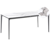 ZAHRADNÍ STŮL 180/90 cm Mramor Look Bílý Mramor Sovareto - tmavě šedá, plast (180/90/75cm) - Beliani