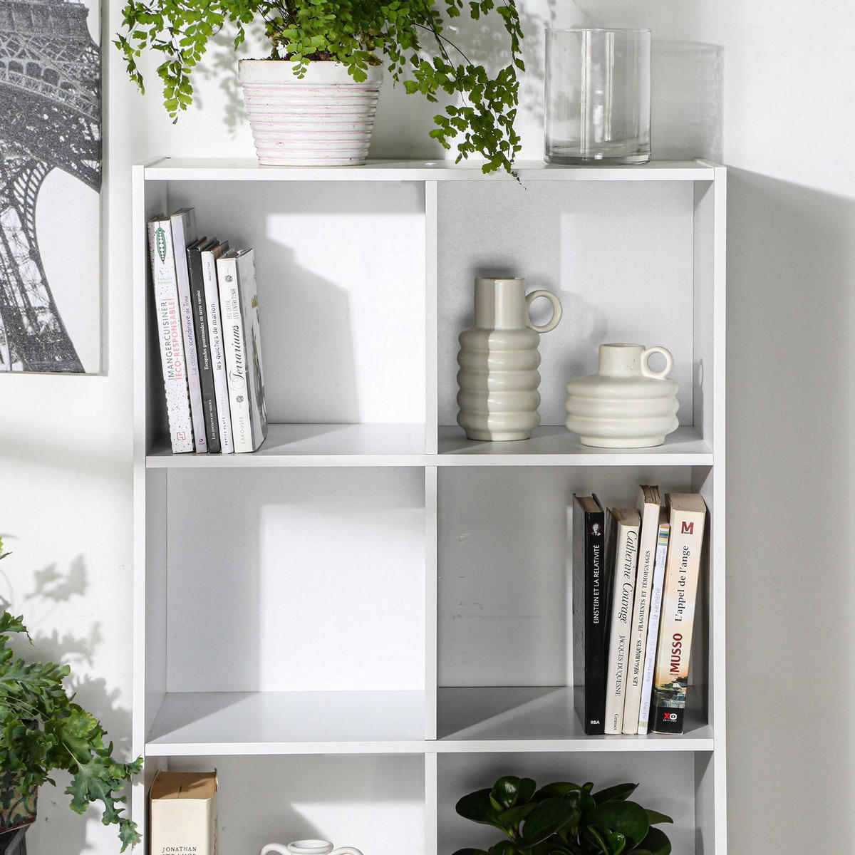 REGAL zur Aufbewahrung mit 8 Fächern - L62 x H123 cm - Weiß, Holzwerkstoff (62/123/29.5cm) - Calicosy