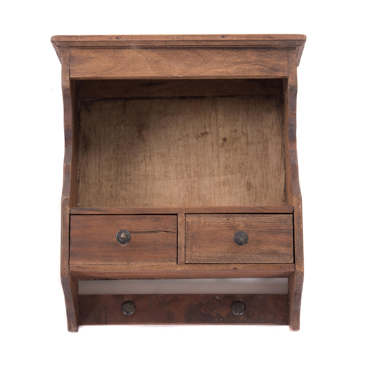 WANDREGAL Granja Mahagoni Holz, 2 Schubladen und Haken braun - Naturfarben, Holz (40/47/17cm) - DESIGN DELIGHTS