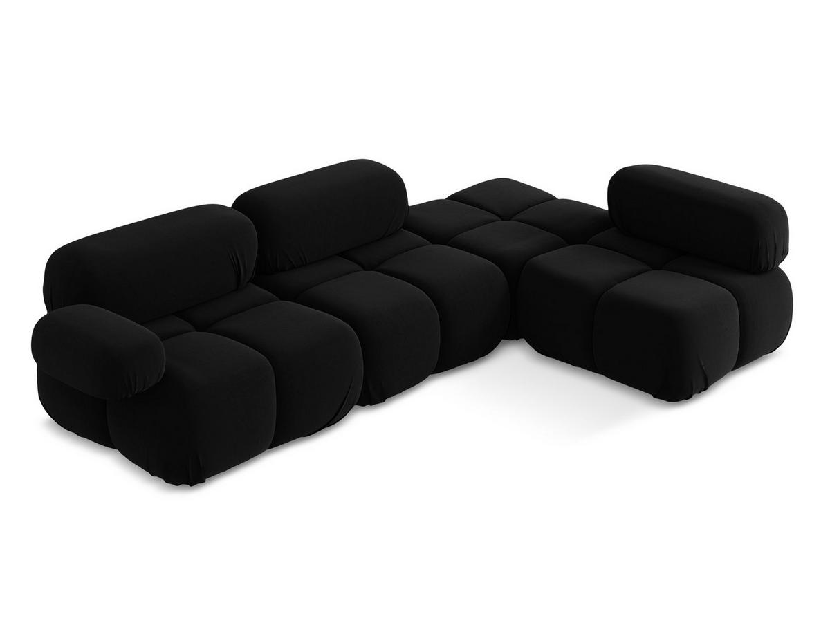 ECKSOFA Rechts Samt Stoff Schwarz - Schwarz/Orange, Kunststoff/Textil (285/190cm) - Makamii