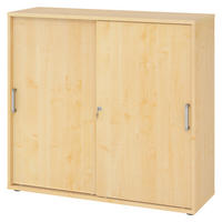 SCHIEBETÜRENSCHRANK - 3 Ordnerhöhen 40/120/110 cm in Ahornfarben Chromgriff (Metall) - Ahornfarben, Holzwerkstoff (120/110/40cm) - bümö
