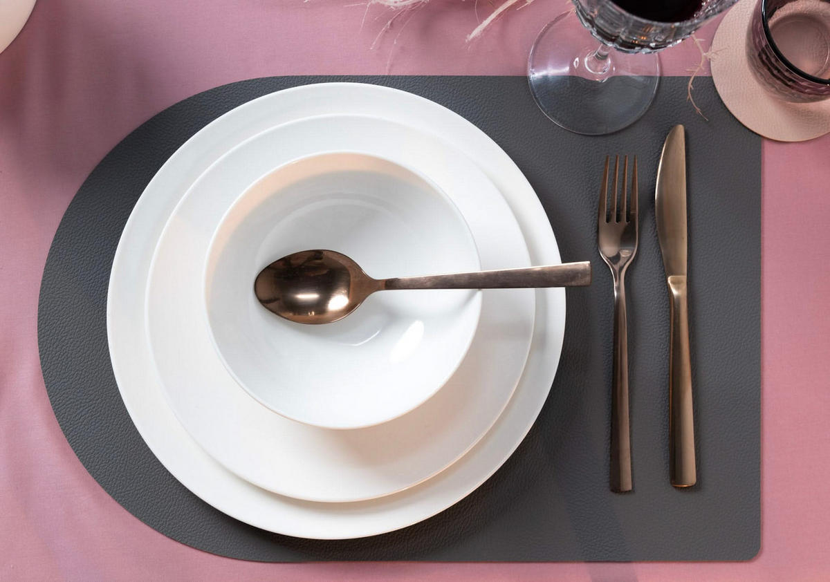TISCHSET Platzdecke - Vegan Leder - Grau / Rosa - Bread - doppelseitig - 44 x 30 cm - Pink, Kunststoff (30/44cm) - Jay Hill