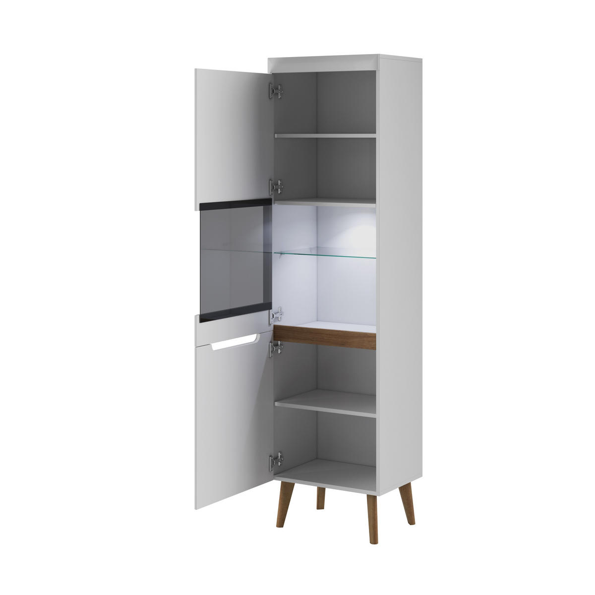 VITRINE in Weiß - Weiß, Holzwerkstoff (53/197/40cm) - MASSENO