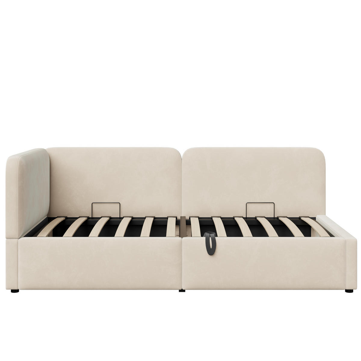 POLSTERBETT 90/200 cm DE-33056 mit Stauraum und Samt Beige - Beige, Metall (90/200cm) - ComfortXL
