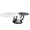 COUCHTISCH DANCING RINGS Marmor rund Grau|Weiß 80cm - Schwarz/Weiß, Keramik/Metall (80/80/44cm) - riess-ambiente