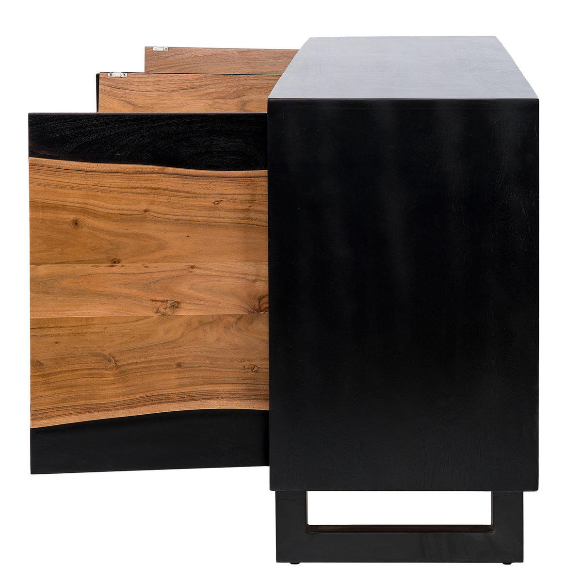 MASSIVES SIDEBOARD - Akazie / Akazie Schwarz - Braun, Holz (168/76/41cm) - home24