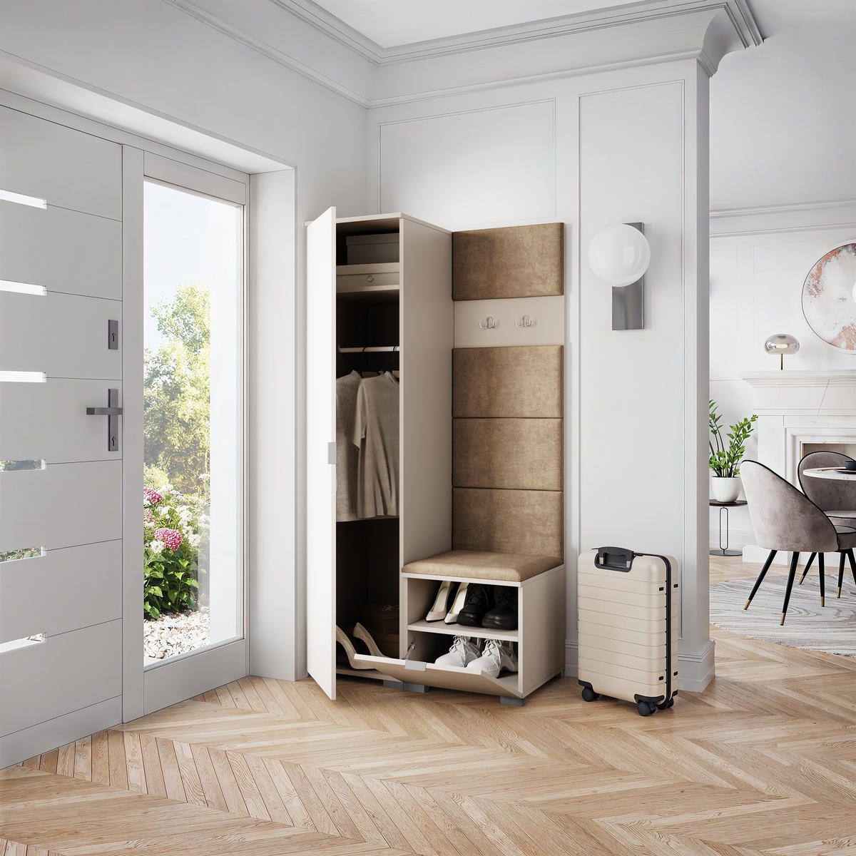 GARDEROBENSCHRANK LORI 95/181/51 cm Modern Garderobe-Set Kaschmir - Kaschmir/Beige, Holzwerkstoff (95/181/51cm) - MASSENO