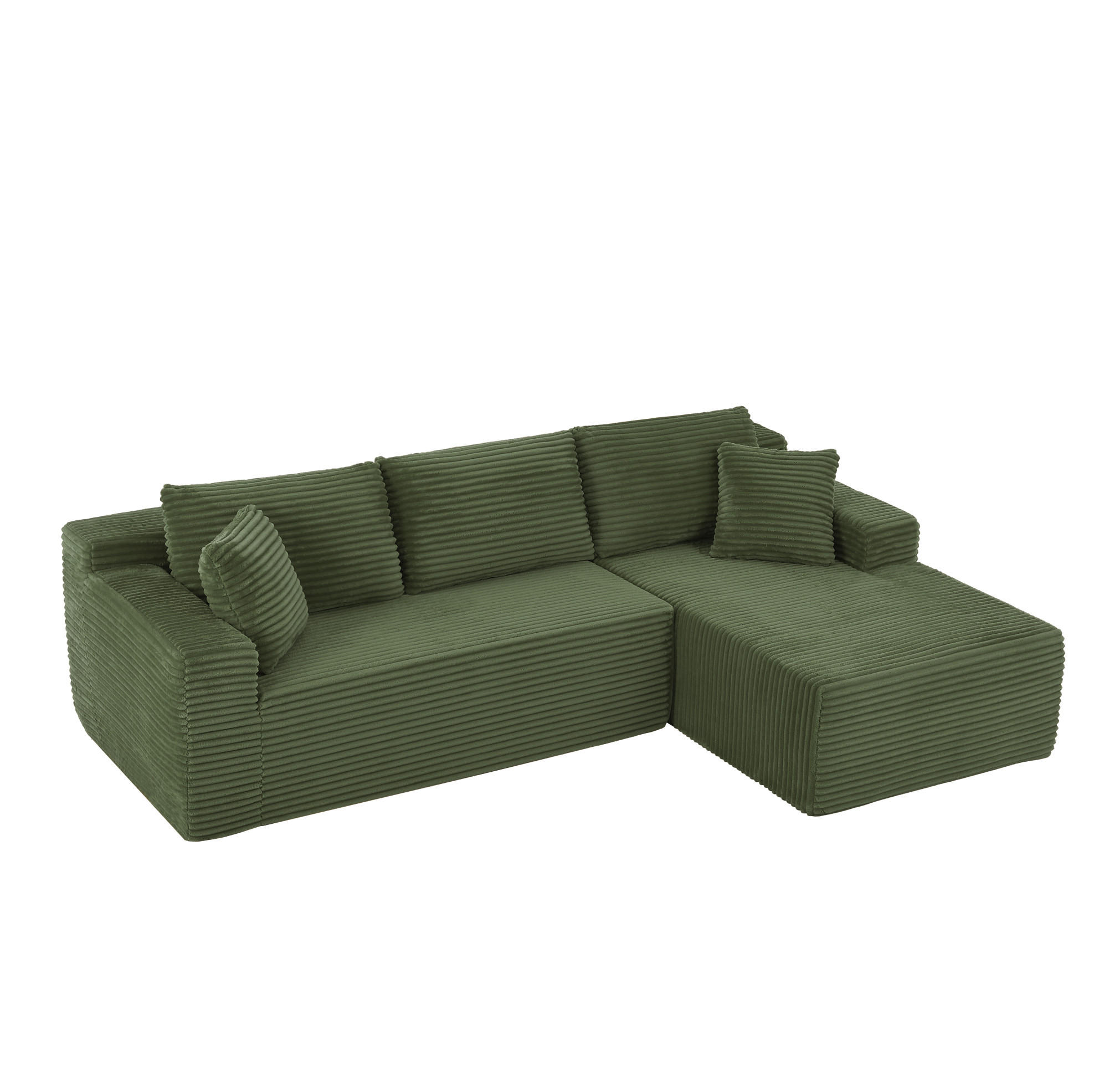 MODULARES Ecksofa aus Schaumstoff und Federkern mit flexibler Stellvariante Grün - Grün, Kunststoff (163/252.5cm) - Modenvie