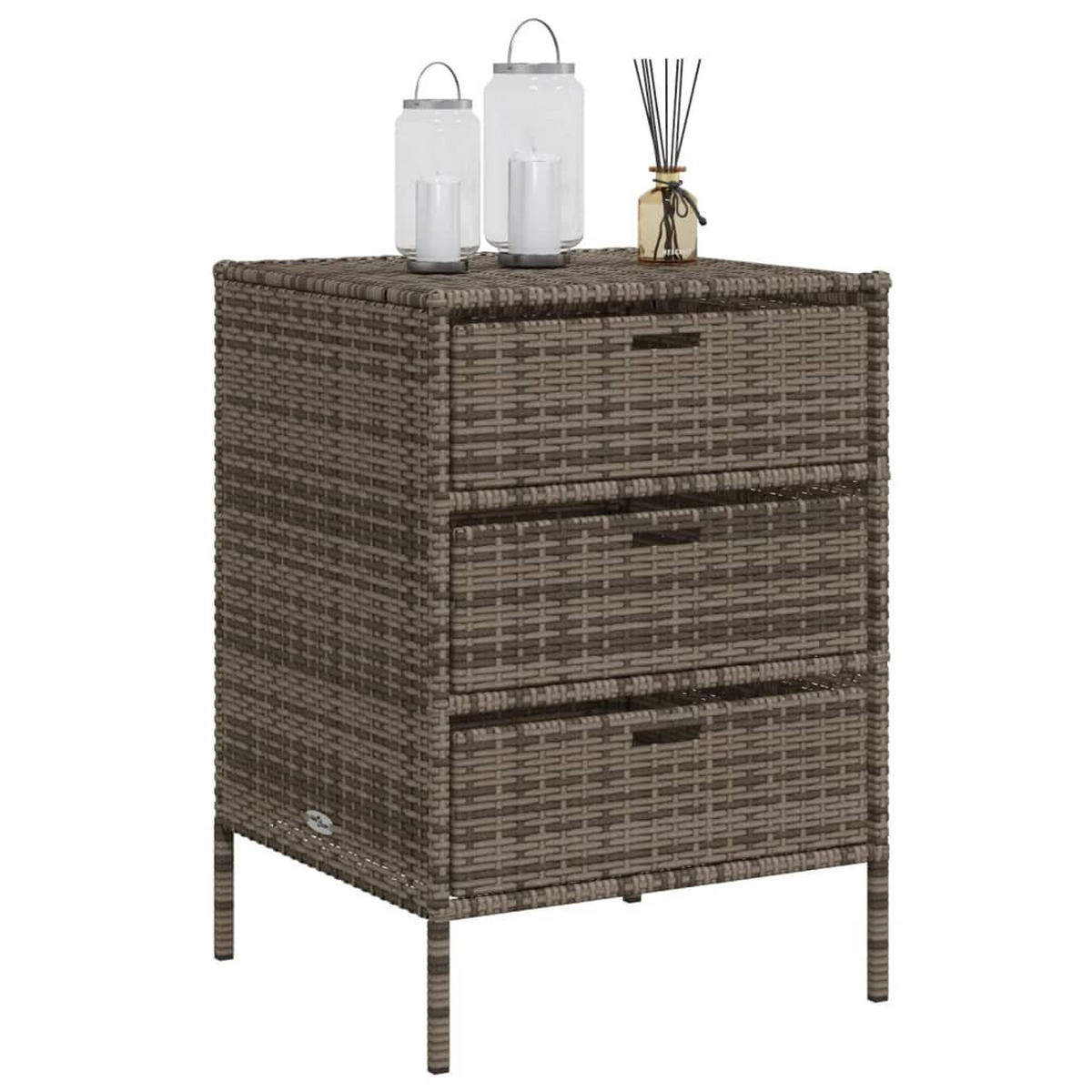 GARTENSCHRANK Grau 55x59x80 cm Poly Rattan - Grau, Kunststoff (55/80/59cm) - furnicato