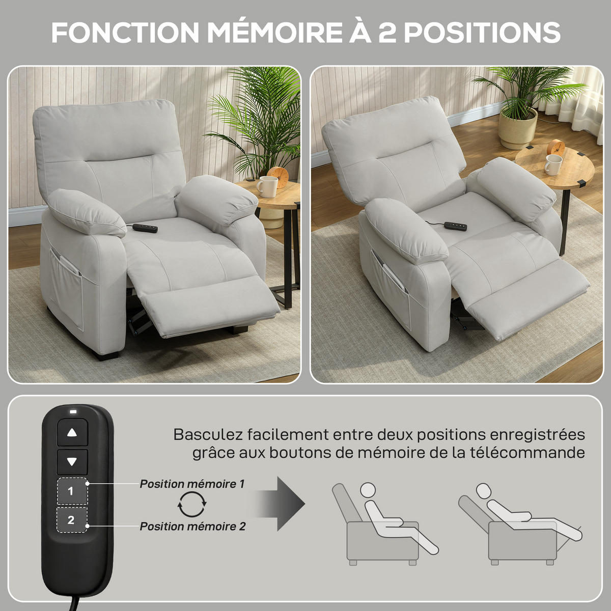 RELAXSESSEL DE-15436 elektrisch neigbar mit USB und Fußstütze Creme - Creme, Metall (90/103/96cm) - ComfortXL
