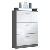 SCHUHSCHRANK Lavia Front in Weiß Hochglanz - Weiß Hochglanz, Holzwerkstoff (89/128/23cm) - Vladon