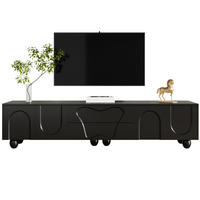 TV-ELEMENT mit Stauraum 180 cm Schwarz mit Holzbeinen - Schwarz, Holzwerkstoff (40/42/180cm) - Beauniv