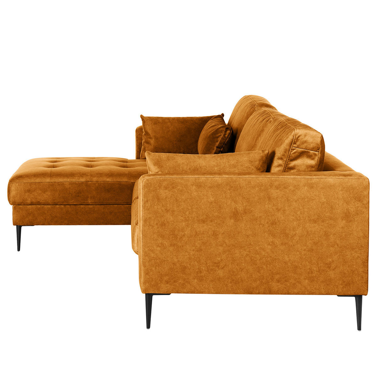 ECKSOFA mit Longchair - Rot, Textil/Metall (275/168cm) - home24