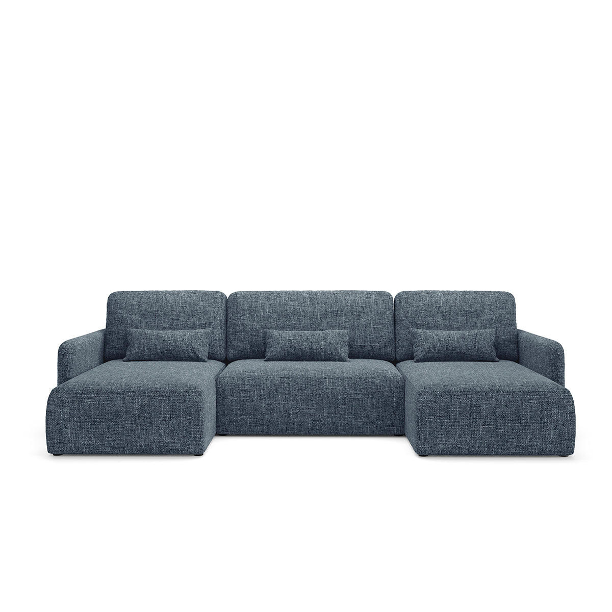 PANORAMASOFA Lazare 4 Sitzplätze Blau - Blau, Holz (290/86/148cm) - Petits-meubles