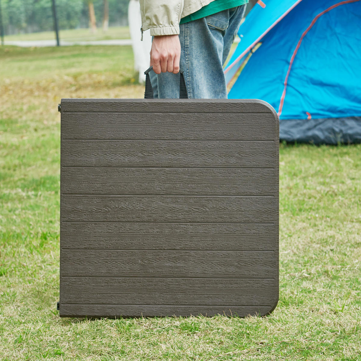 KLAPPTISCH Adelfia - Braun, Kunststoff/Metall (120/60/90cm) - [en.casa]