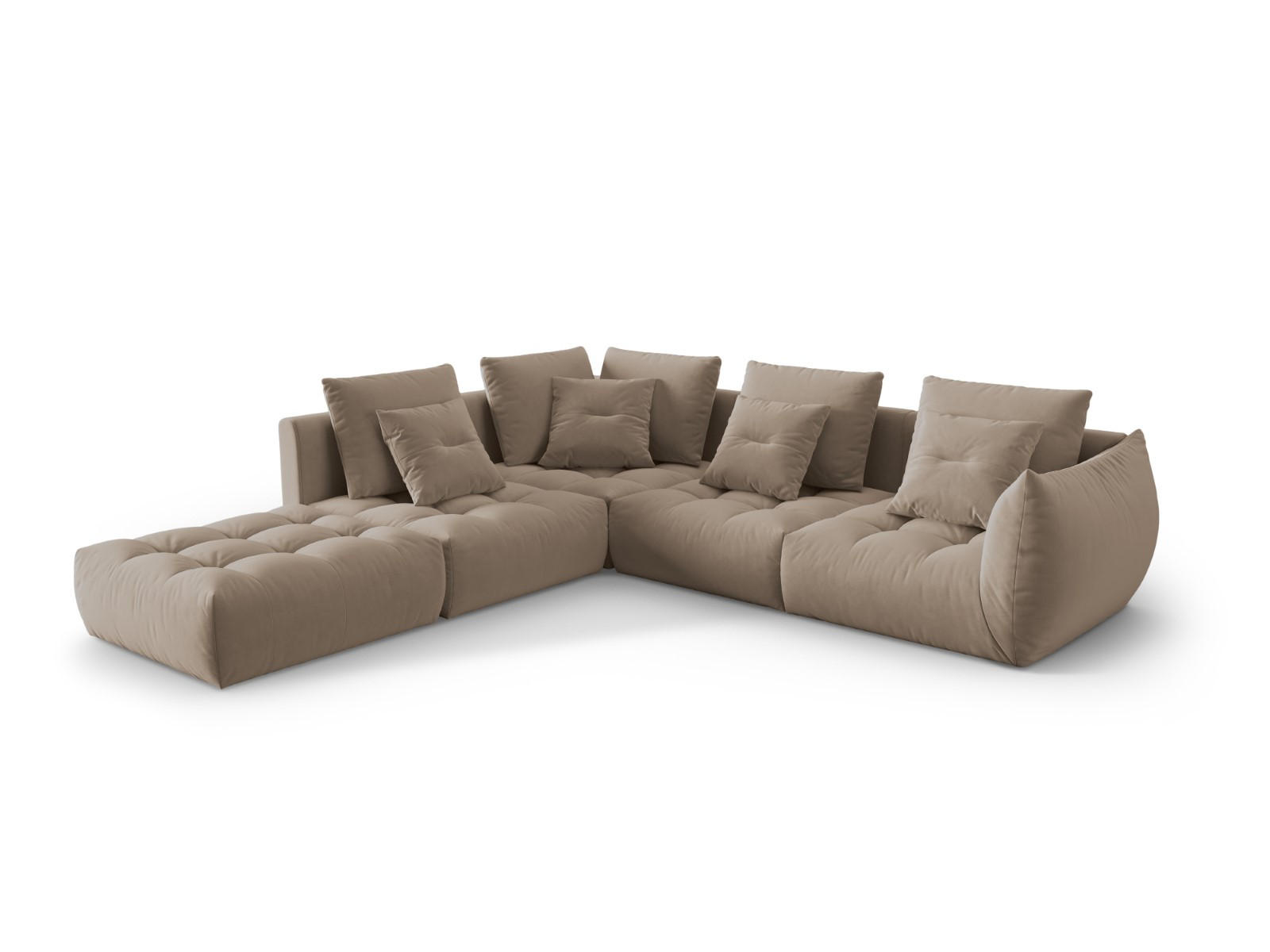 ECKSOFA modular links Bloom aus Samt hellbraun 4 Sitzplätze - Hellbraun, Textil (310/316cm) - Micadoni