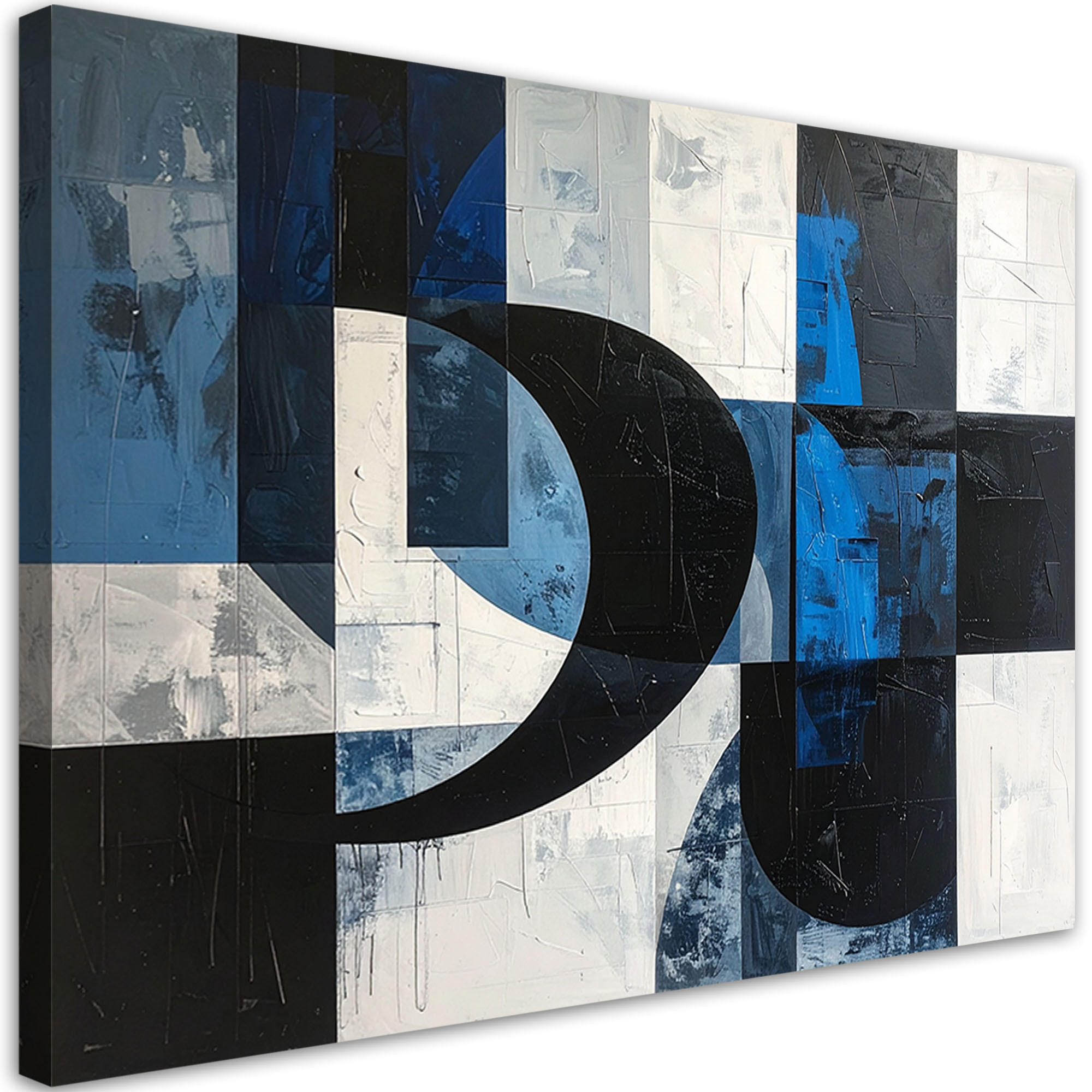 LEINWANDBILD 3D und geometrisch 90x60cm - Blau, Textil (90/60cm) - Feeby