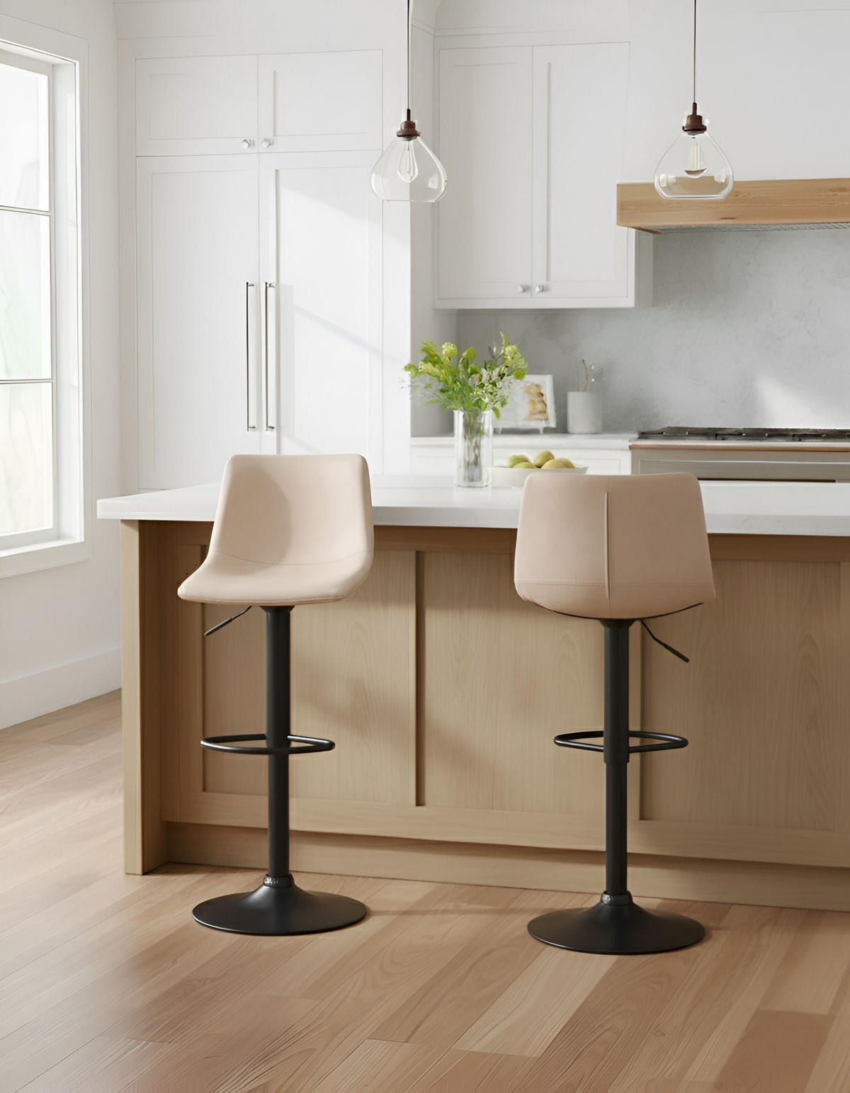 BARHOCKERN 2er-Set Hellbeige Lebrija - Beige/Schwarz, Kunststoff (39/98/44cm) - Beliani