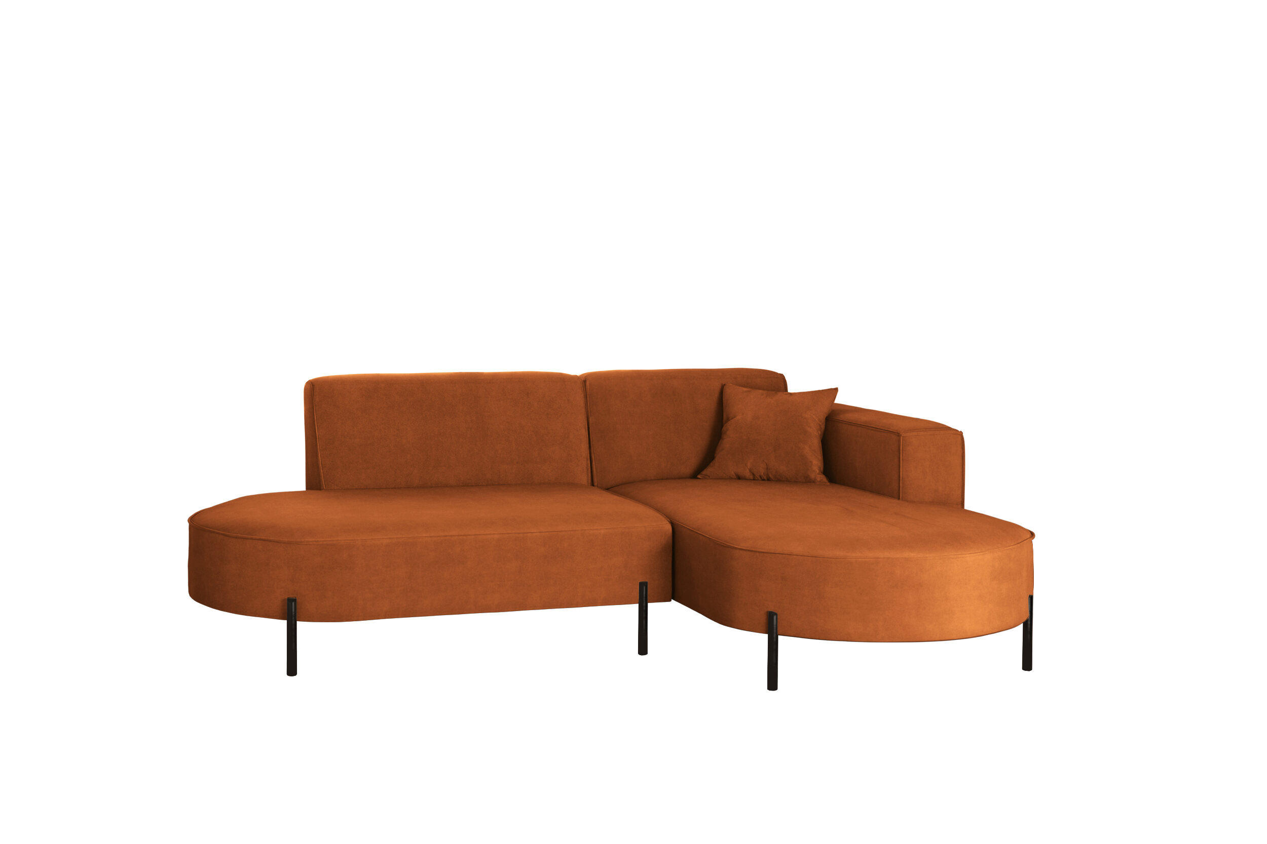 ECKSOFA L-Form Designer Modena Rein Stoff Noel Orange Rechts - Orange, Holz/Textil (236/165cm) - Kaiser Möbel