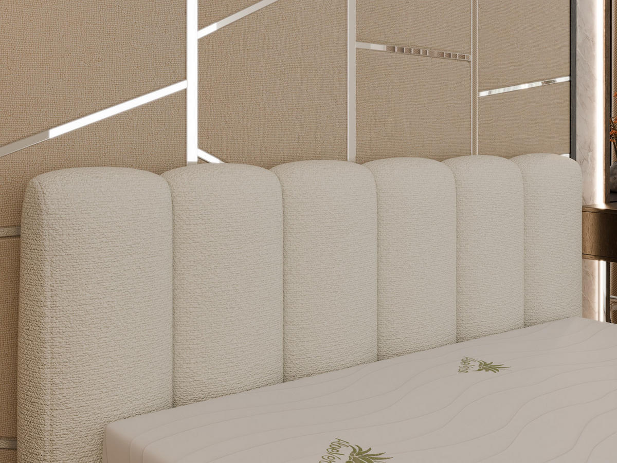 POLSTERBETT ZAIRA 180 x 200 cm mit Bettkasten und Lattenrost, 7-Zonen-Taschenfederkernmatratze CIRA (24 cm) – Grau - Grau, Holz (160/200cm) - Panda Möbel