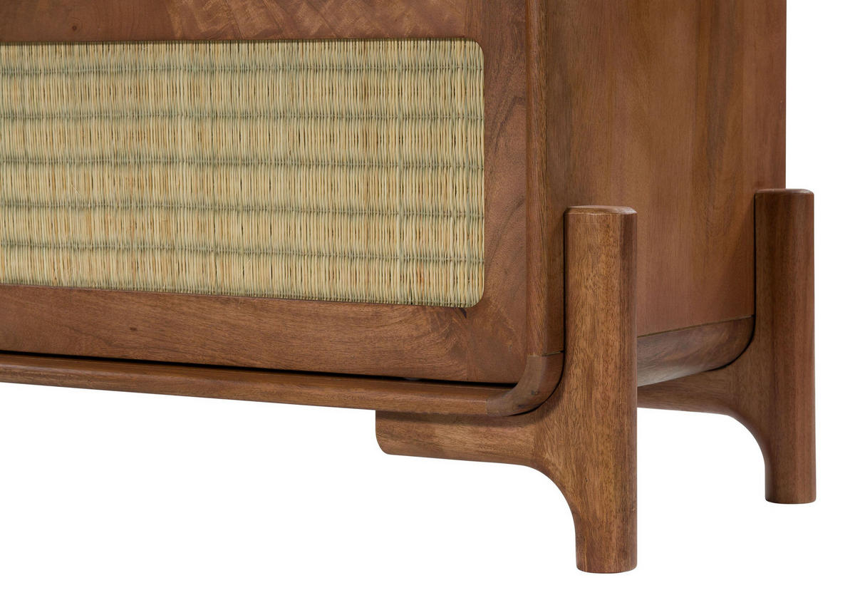 SIDEBOARD Mango/Seegras 150x40x80 hellbraun lackiert MIZUMI #100 - Braun, Holz (150/80/40cm) - Massivmoebel24