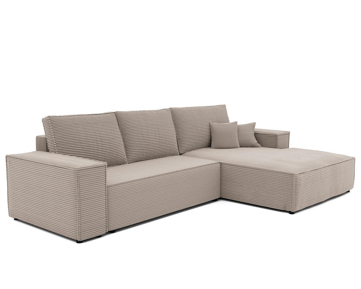 ECKSOFA NOVA mit Schlaffunktion und Bettkasten Cappuccino - Cappuccino, Holzwerkstoff/Kunststoff (250/90cm) - Idohome
