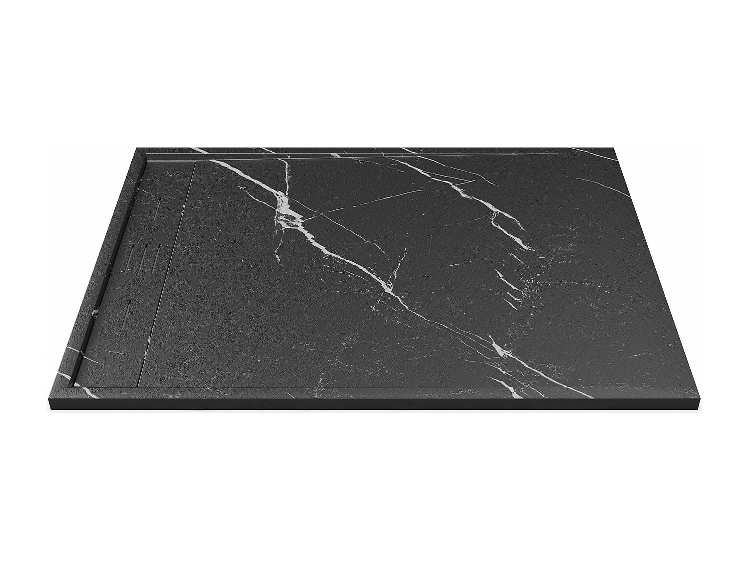 DUSCHWANNE - 120 cm x 90 cm - harz - schwarz, weiß Lyrosa - Schwarz/Weiß, Kunststoff (90cm) - Vente-Unique