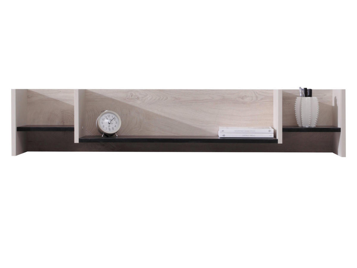 WANDREGAL Planet 13 - Eichefarben/Schwarz, Holzwerkstoff (125/25/24cm)