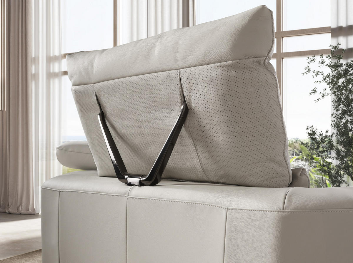 ECKSOFA Rechtsseitiges Ecksofa aus hellgrauem Leder 310/235/102 cm - Chromfarben/Dunkelgrau, Leder/Metall (310/235cm) - ANGEL CERDA