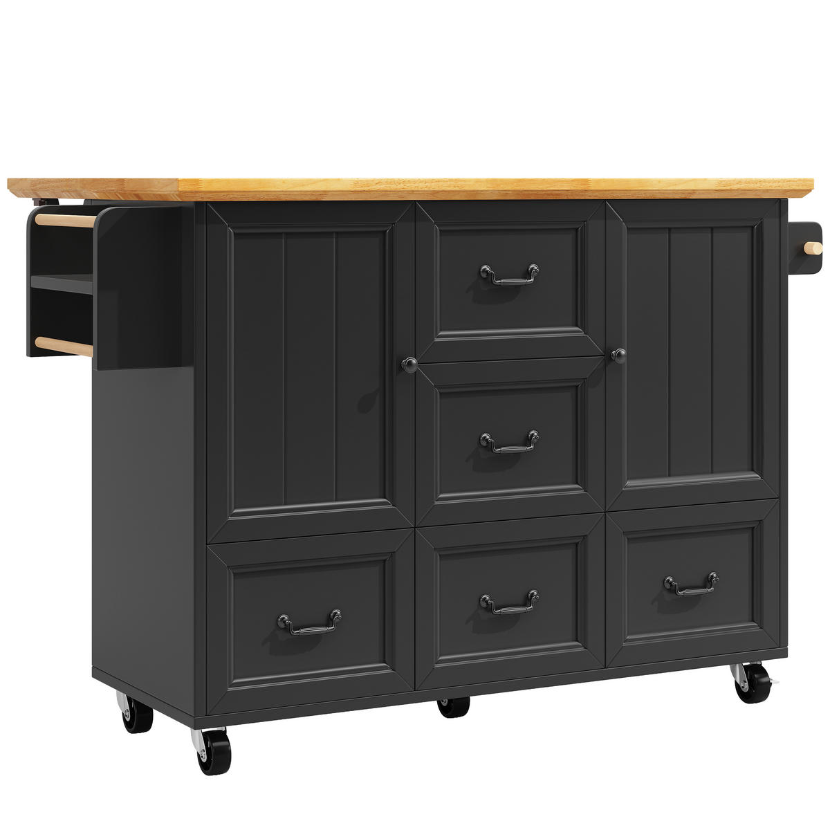 KÜCHENINSEL Schwarz 120/73/93 cm - Schwarz, Holzwerkstoff (120/93/45cm) - PANGIVO