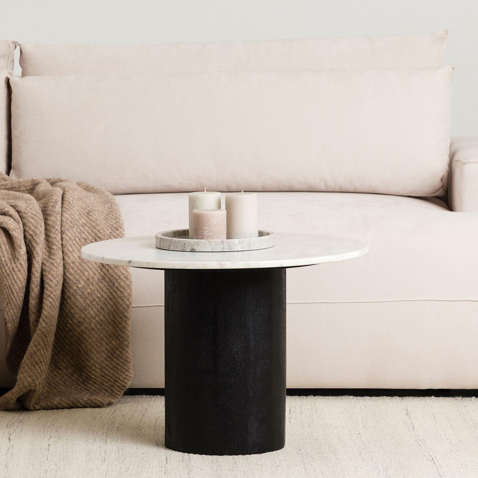 COUCHTISCH YAMUNA - Schwarz/Weiß, Naturmaterialien/Holz (60/60/42cm) - IDIMEX