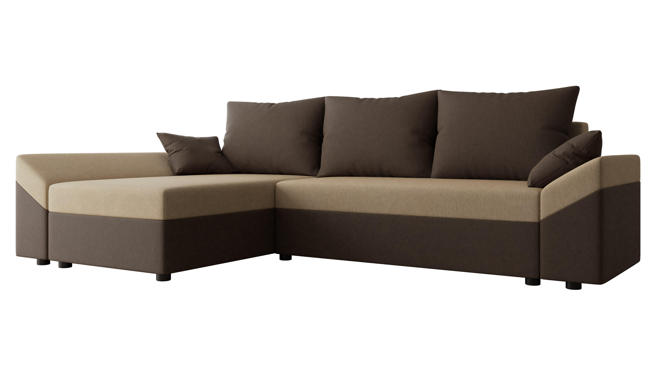 ECKSOFA Dante L - Beige/Schwarz, Holz/Kunststoff (240/140cm) - MIRJAN24