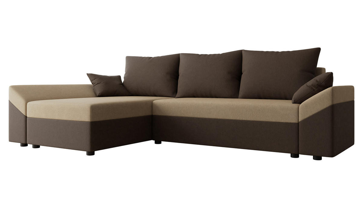ECKSOFA Dante L - Beige/Schwarz, Holz/Kunststoff (240/140cm) - MIRJAN24