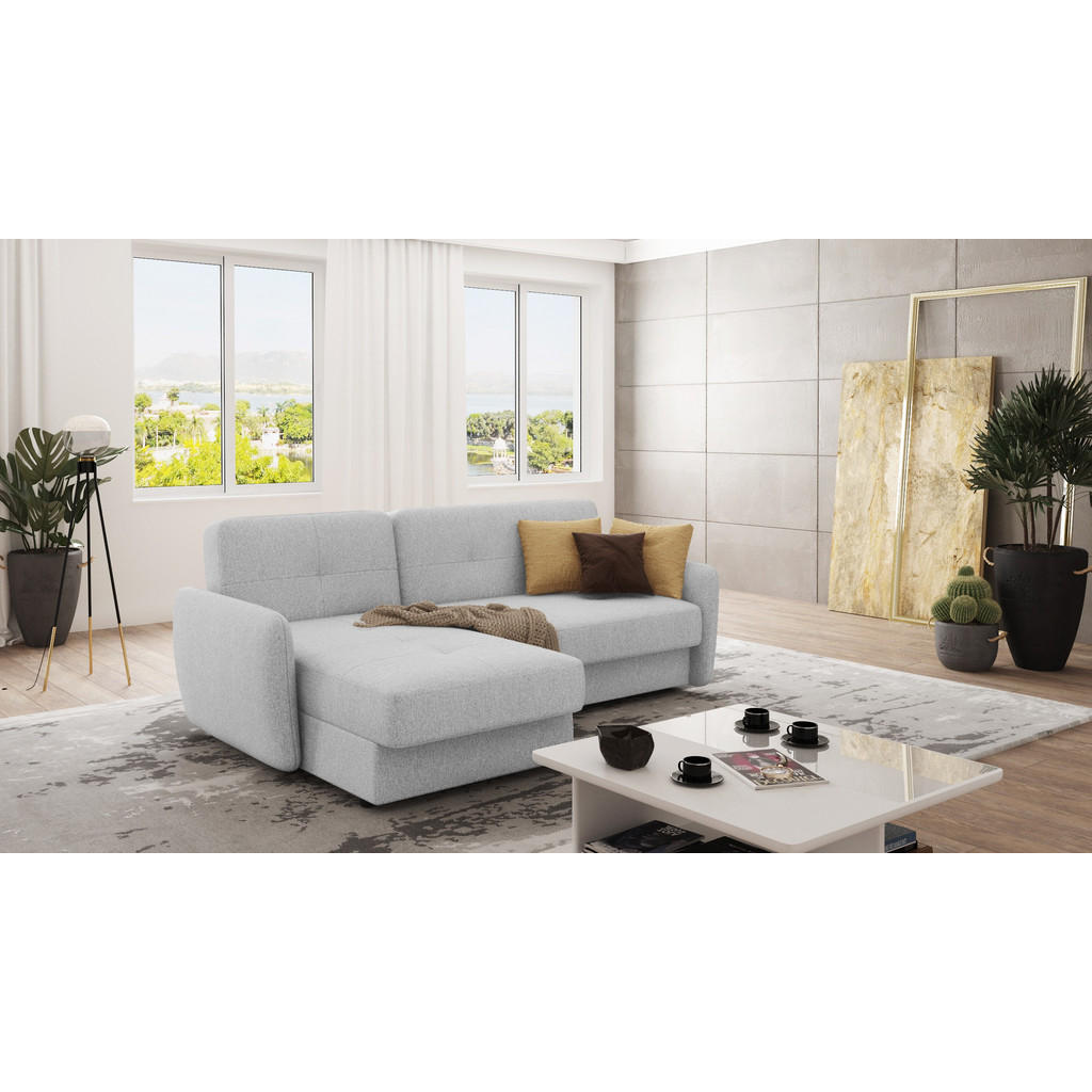 Thumbnail - S-Style Möbel Ecksofa, Silber, Textil, Echtholz,Buche, Birke, 4-Sitzer, Füllung: Schaumstoff, Eckteil, L-Form, Ottomane ...