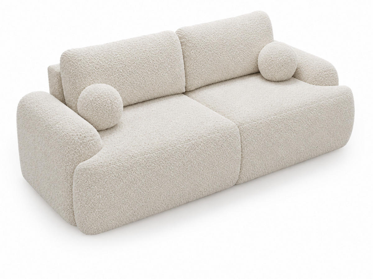 SOFA 260/106/81 Aurio Bouclé-Stoff Creme - Creme, Kunststoff/Textil (260/81/106cm) - Graingold