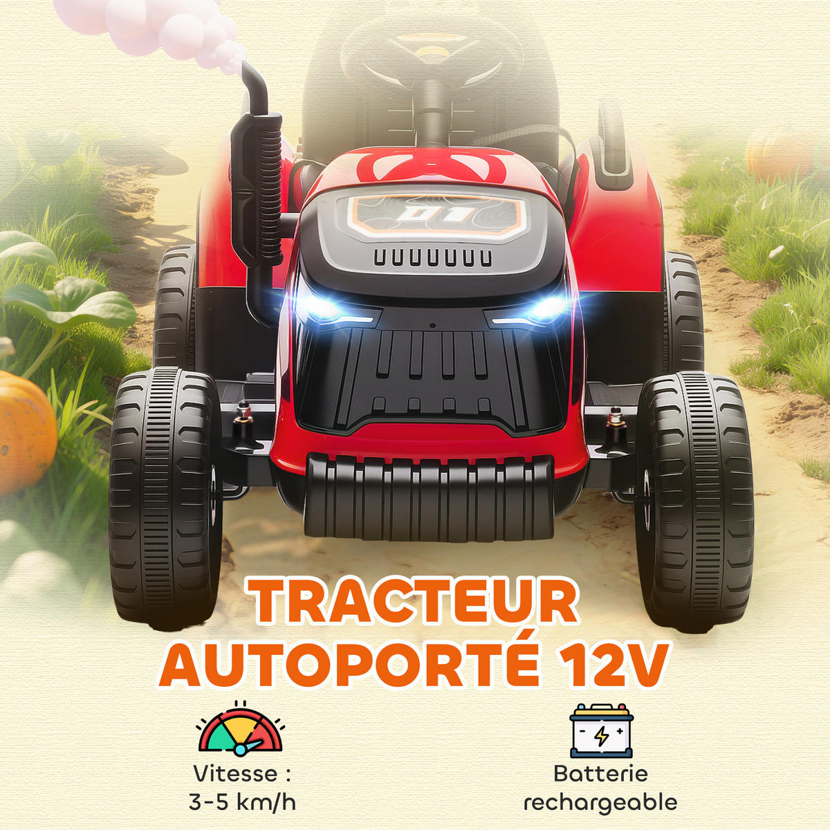 TRAKTOR DE-13080 abnehmbarer Anhänger Rot - Rot, Kunststoff (139/58/55cm) - ComfortXL